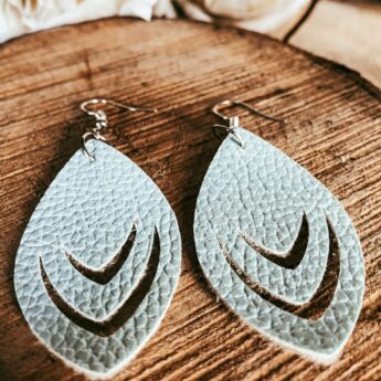 Rachel Baby Blue Faux Leather Teardrop Earrings