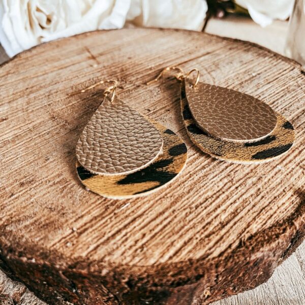 Sarah Large Gold Leopard Print and Gold Faux